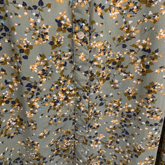 J Jill Womens Green Floral Long Sleeve Button Up Shirt Dress S Cottagecore Boho - Picture 3 of 8